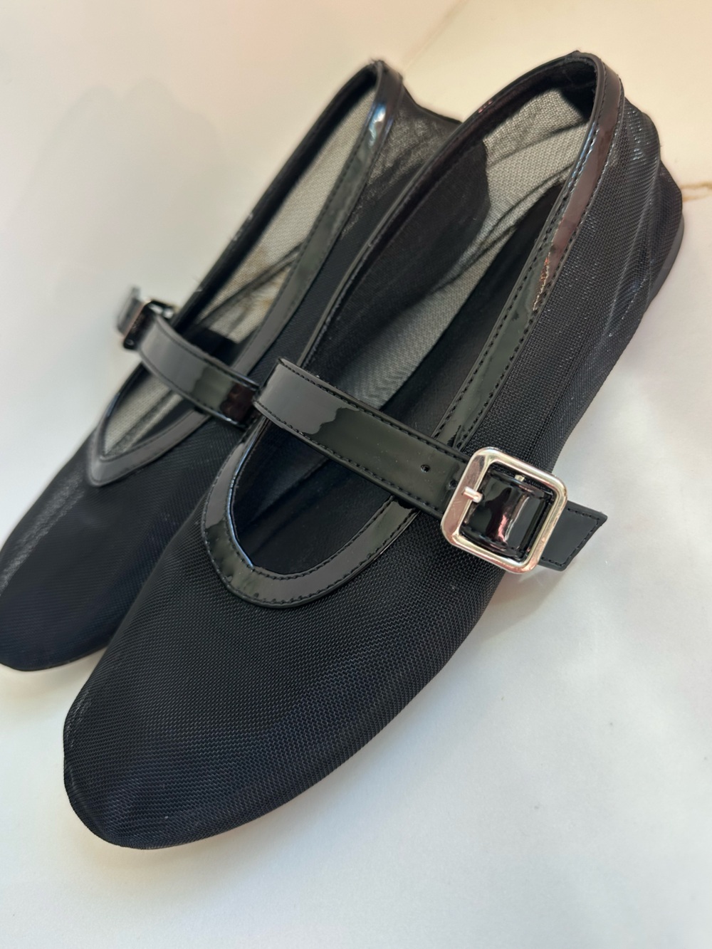 Oak + Fort black mesh ballet flats size 8